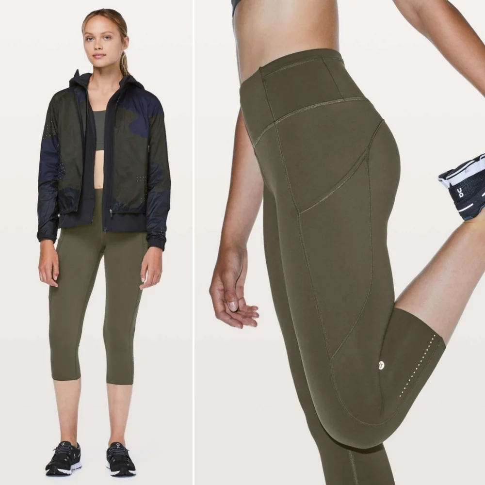 Lululemon Fast & Free Crop II Leggings *Nulux in Dark Olive